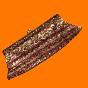 90's vintage gold satin pink embroidered sequins beaded clutch bag evening prom